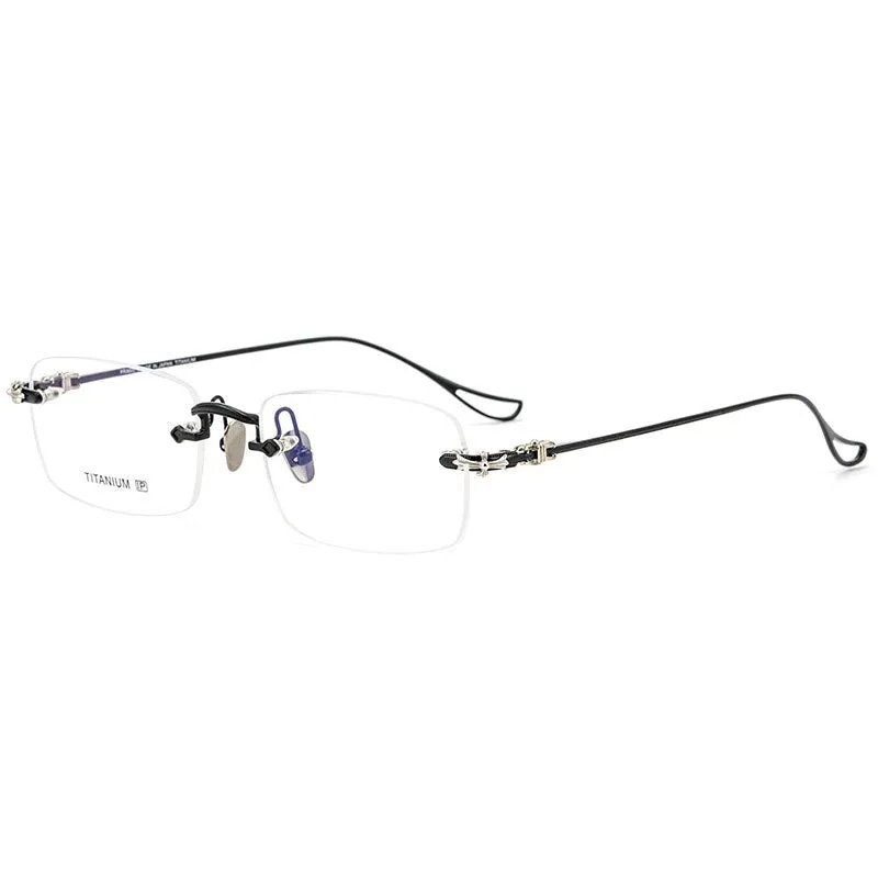 Hdcrafter Men's Rimless Rectangle Titanium Frame Eyeglasses 8808