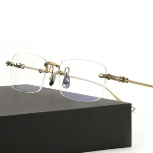 Hdcrafter Men's Rimless Rectangle Titanium Frame Eyeglasses 8808