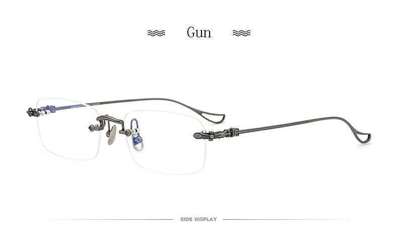 Hdcrafter Men's Rimless Rectangle Titanium Frame Eyeglasses 8808