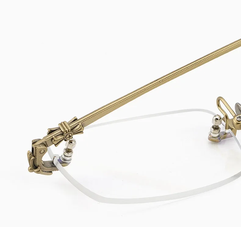 Hdcrafter Men's Rimless Rectangle Titanium Frame Eyeglasses 8808