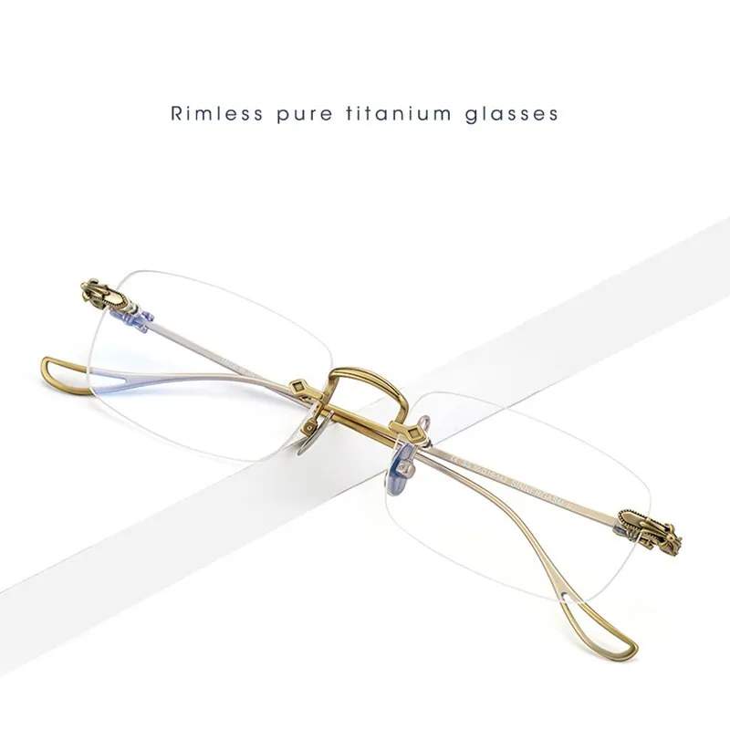 Hdcrafter Men's Rimless Rectangle Titanium Frame Eyeglasses 8808