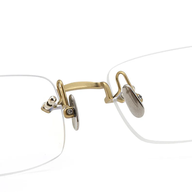 Hdcrafter Men's Rimless Rectangle Titanium Frame Eyeglasses 8808
