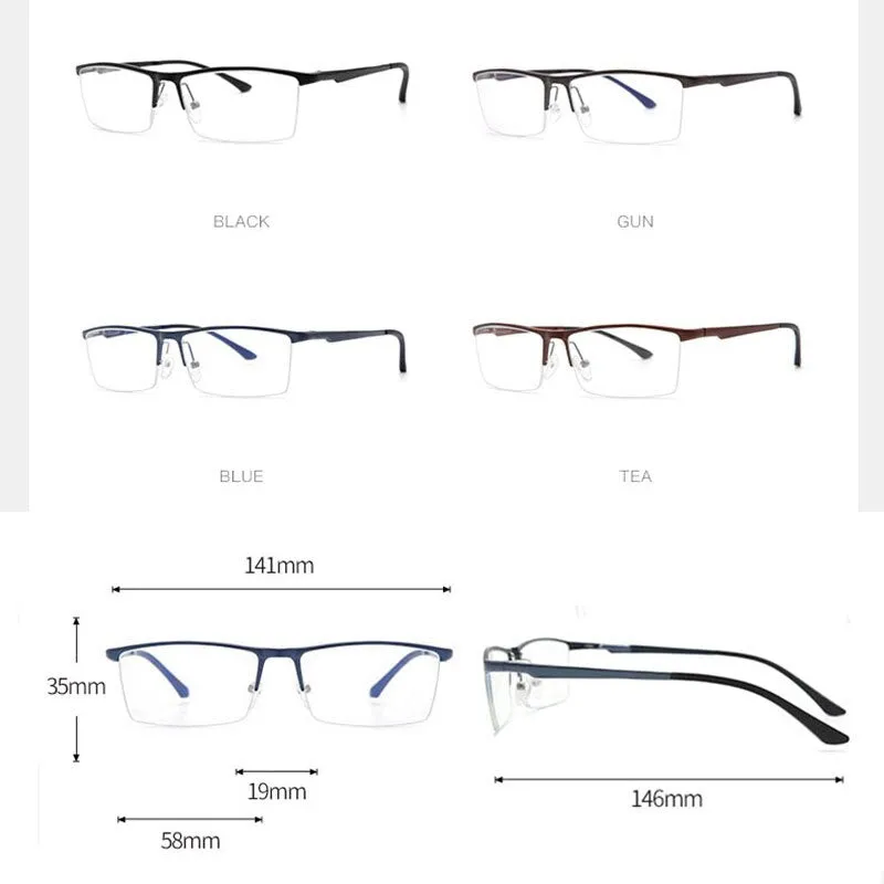 Hdcrafter Men's Semi Rim Square Aluminum Magnesium Eyeglasses 8826