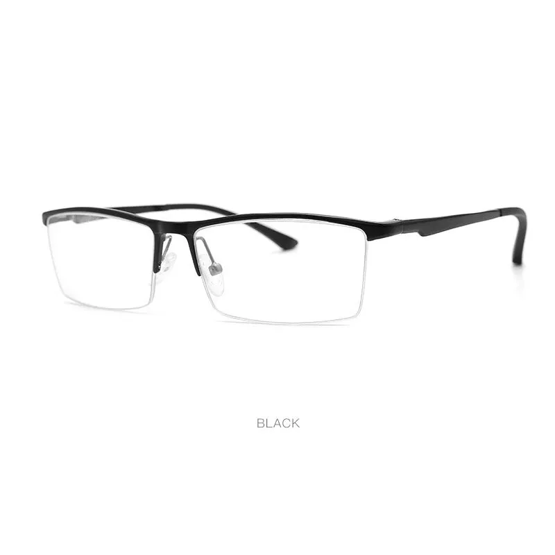 Hdcrafter Men's Semi Rim Square Aluminum Magnesium Eyeglasses 8826