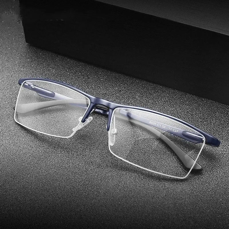 Hdcrafter Men's Semi Rim Square Aluminum Magnesium Eyeglasses 8826