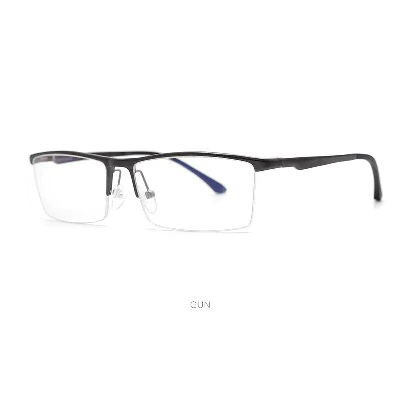 Hdcrafter Men's Semi Rim Square Aluminum Magnesium Eyeglasses 8826