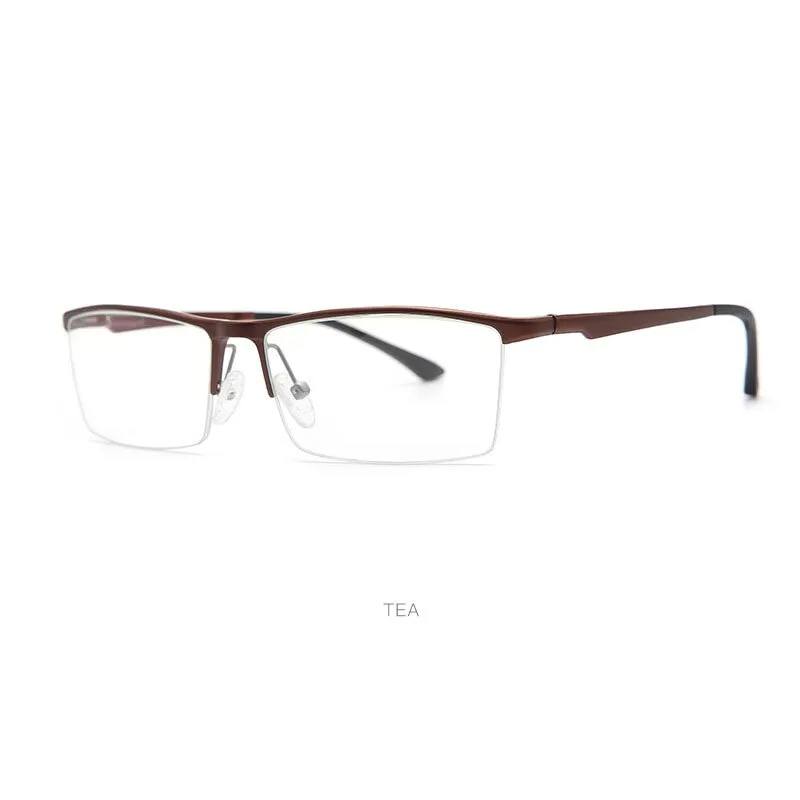 Hdcrafter Men's Semi Rim Square Aluminum Magnesium Eyeglasses 8826