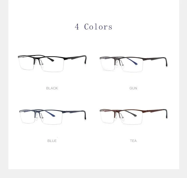 Hdcrafter Men's Semi Rim Square Aluminum Magnesium Eyeglasses 8826