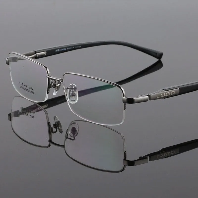 Hdcrafter Men's Semi Rim Square Titanium Eyeglasses Lr9910