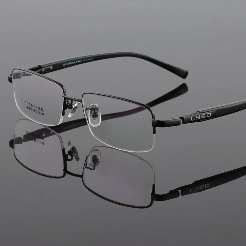 Hdcrafter Men's Semi Rim Square Titanium Eyeglasses Lr9910