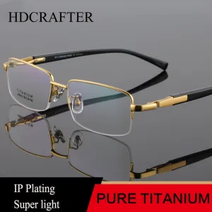 Hdcrafter Men's Semi Rim Square Titanium Eyeglasses Lr9910