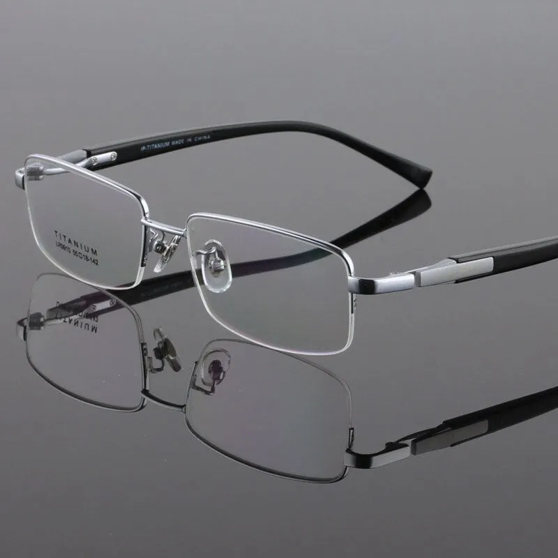 Hdcrafter Men's Semi Rim Square Titanium Eyeglasses Lr9910