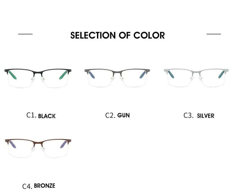 Hdcrafter Men's Semi Rim Square TR 90 Titanium Frame Eyeglasses P6325