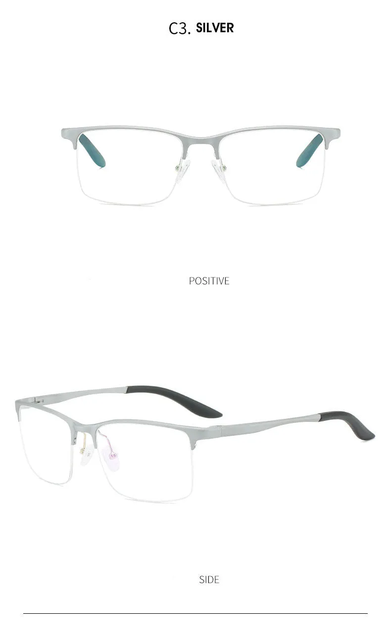 Hdcrafter Men's Semi Rim Square TR 90 Titanium Frame Eyeglasses P6325