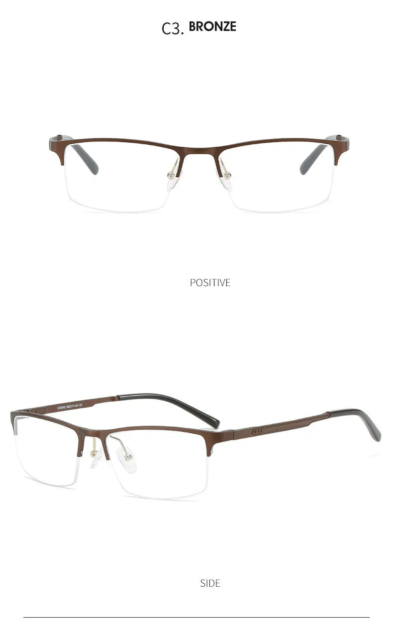 Hdcrafter Men's Semi Rim TR 90 Titanium Alloy Square Frame Eyeglasses P6342