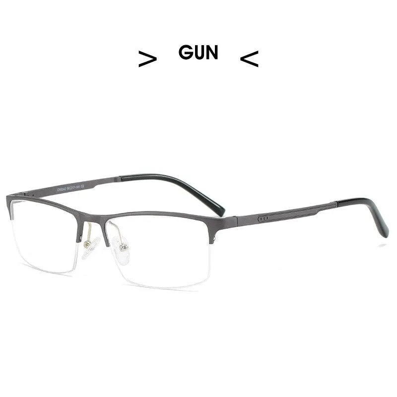 Hdcrafter Men's Semi Rim TR 90 Titanium Alloy Square Frame Eyeglasses P6342