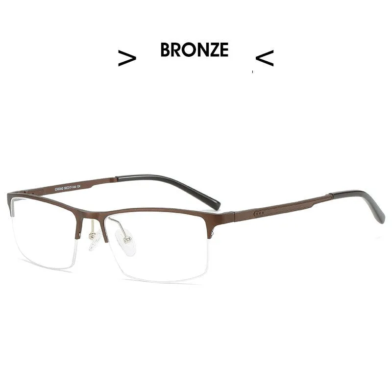 Hdcrafter Men's Semi Rim TR 90 Titanium Alloy Square Frame Eyeglasses P6342