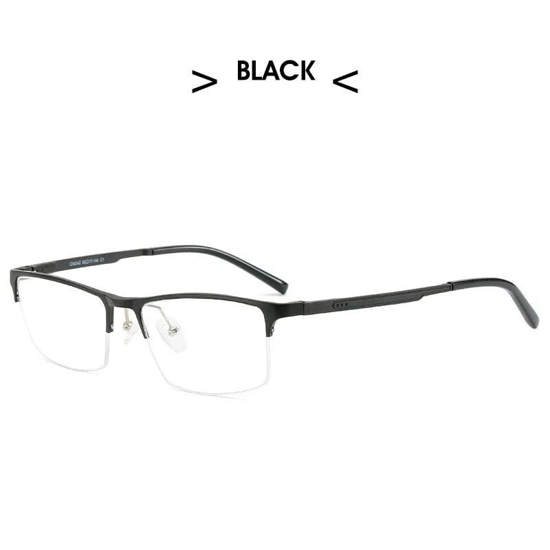 Hdcrafter Men's Semi Rim TR 90 Titanium Alloy Square Frame Eyeglasses P6342