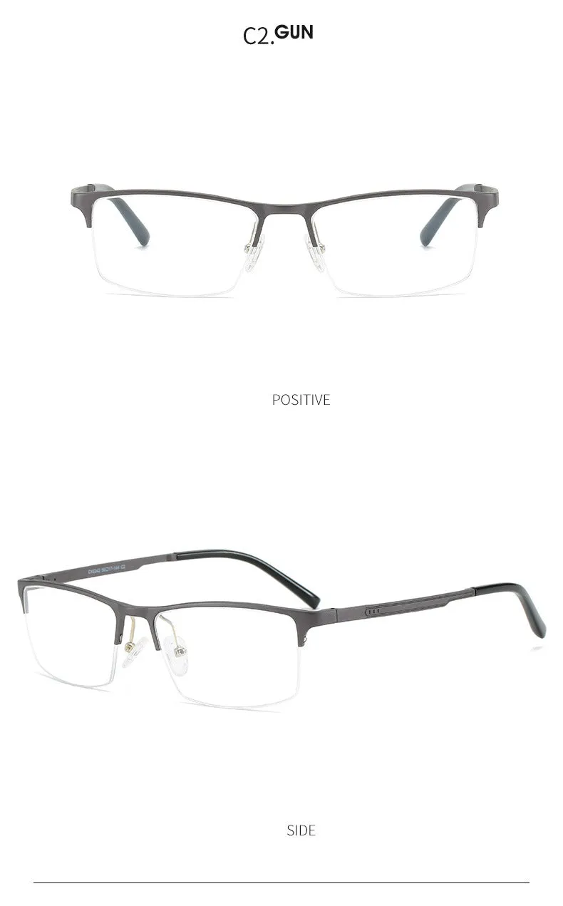Hdcrafter Men's Semi Rim TR 90 Titanium Alloy Square Frame Eyeglasses P6342