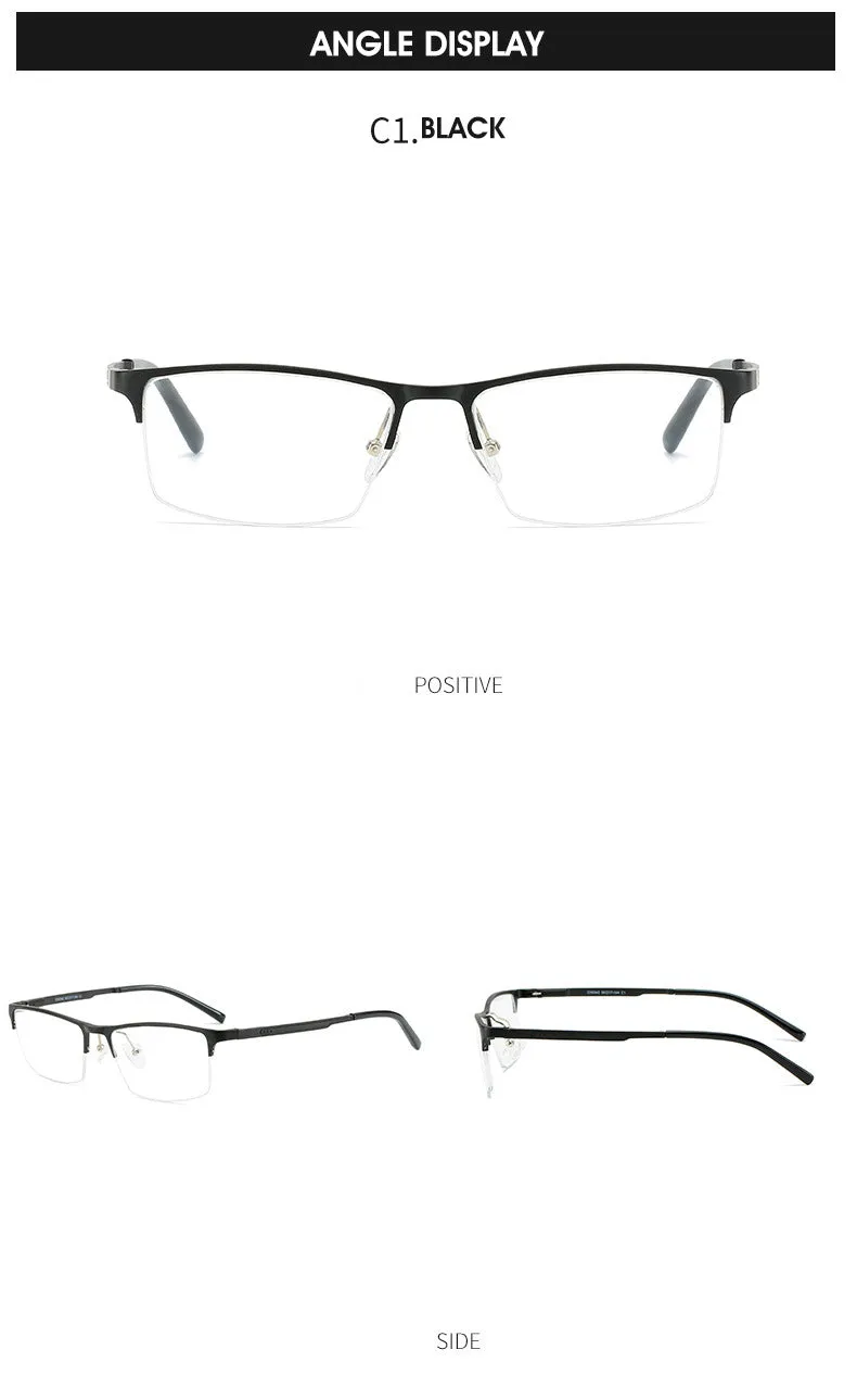 Hdcrafter Men's Semi Rim TR 90 Titanium Alloy Square Frame Eyeglasses P6342