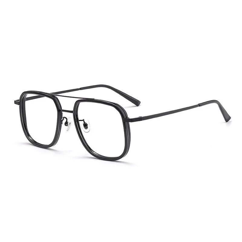 Hdcrafter Unisex Full Rim Big Square Double Bridge Tr 90 Titanium Eyeglasses 2218YJ