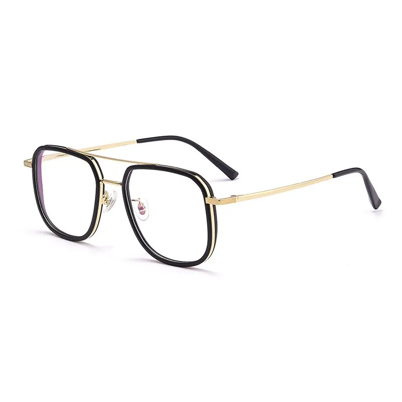 Hdcrafter Unisex Full Rim Big Square Double Bridge Tr 90 Titanium Eyeglasses 2218YJ