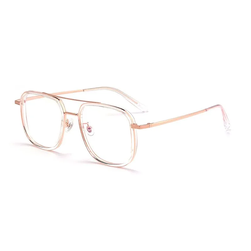 Hdcrafter Unisex Full Rim Big Square Double Bridge Tr 90 Titanium Eyeglasses 2218YJ
