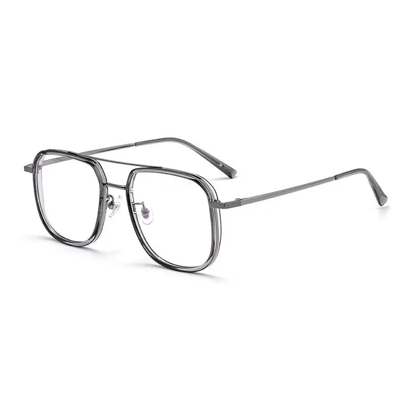 Hdcrafter Unisex Full Rim Big Square Double Bridge Tr 90 Titanium Eyeglasses 2218YJ