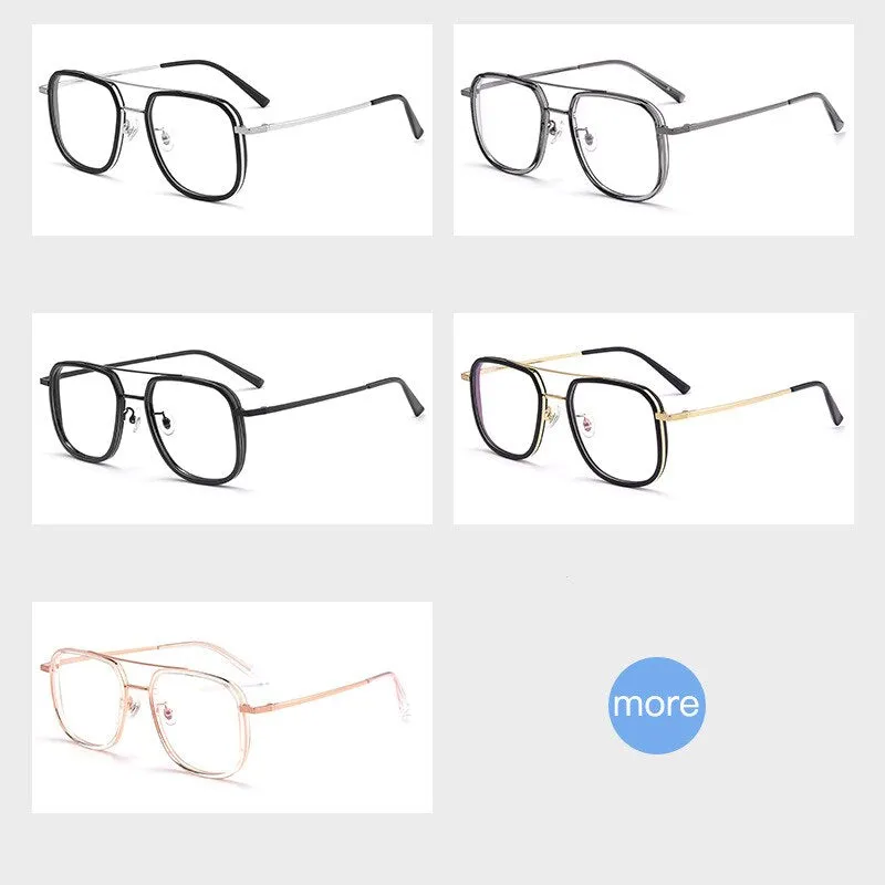 Hdcrafter Unisex Full Rim Big Square Double Bridge Tr 90 Titanium Eyeglasses 2218YJ