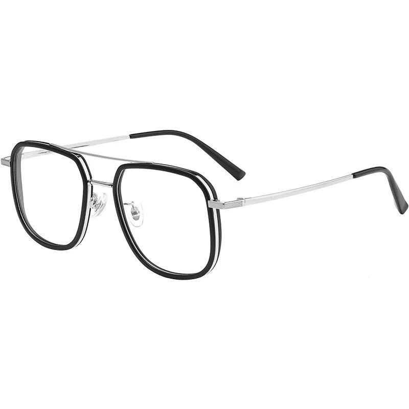 Hdcrafter Unisex Full Rim Big Square Double Bridge Tr 90 Titanium Eyeglasses 2218YJ