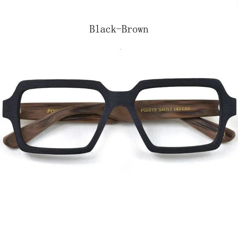 Hdcrafter Unisex Full Rim Oversized Square Wood Frame Eyeglasses Ps9019