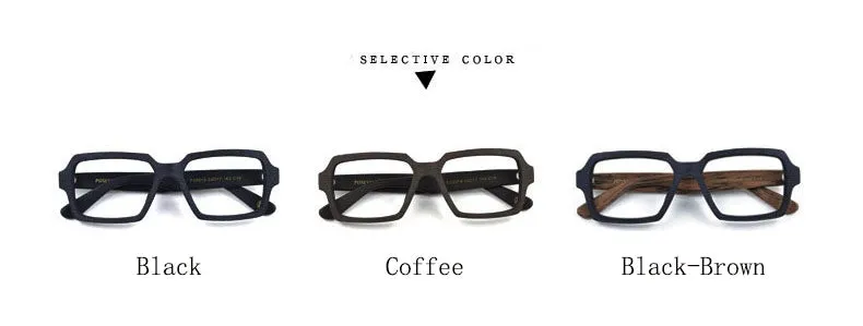 Hdcrafter Unisex Full Rim Oversized Square Wood Frame Eyeglasses Ps9019