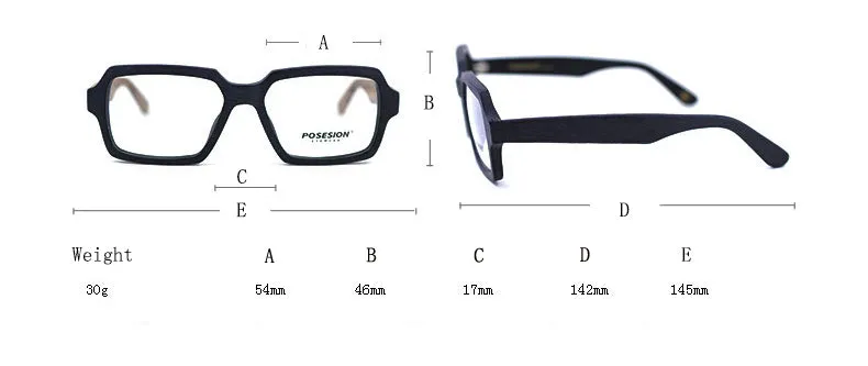 Hdcrafter Unisex Full Rim Oversized Square Wood Frame Eyeglasses Ps9019