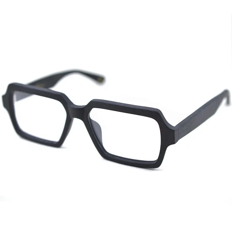 Hdcrafter Unisex Full Rim Oversized Square Wood Frame Eyeglasses Ps9019