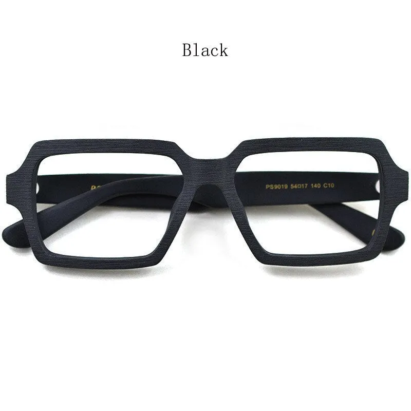 Hdcrafter Unisex Full Rim Oversized Square Wood Frame Eyeglasses Ps9019