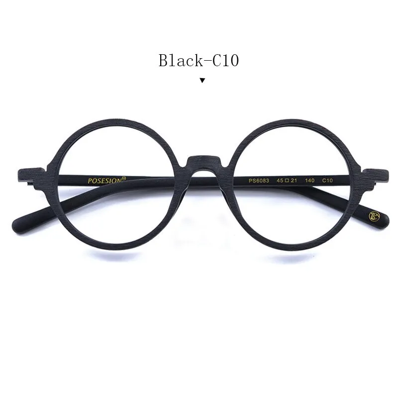 Hdcrafter Unisex Full Rim Round Metal Wood Frame Eyeglasses Ps6083