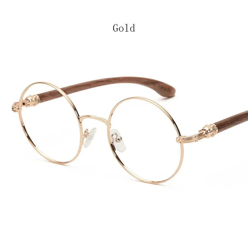 Hdcrafter Unisex Full Rim Round  Titanium Wood Frame Eyeglasses 7573