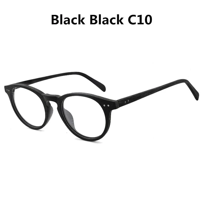 Hdcrafter Unisex Full Rim Round Wood Frame Eyeglasses Lhb030
