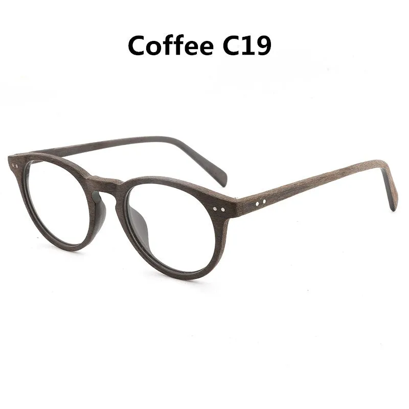 Hdcrafter Unisex Full Rim Round Wood Frame Eyeglasses Lhb030