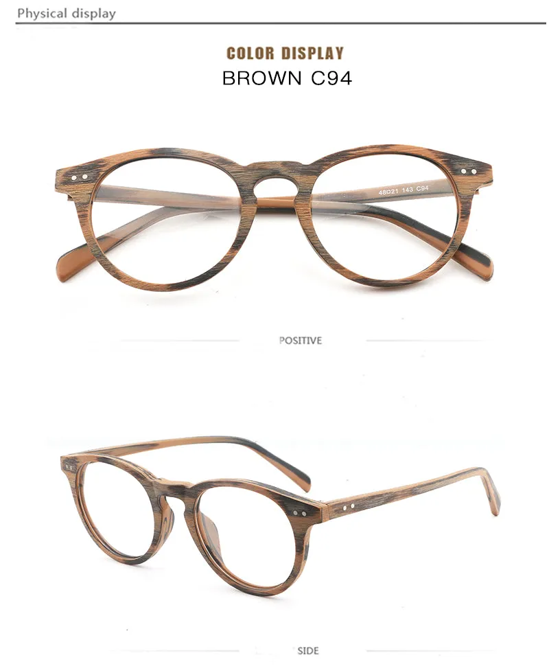 Hdcrafter Unisex Full Rim Round Wood Frame Eyeglasses Lhb030