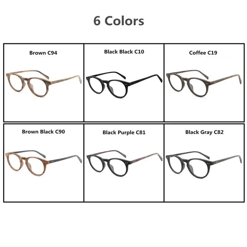 Hdcrafter Unisex Full Rim Round Wood Frame Eyeglasses Lhb030