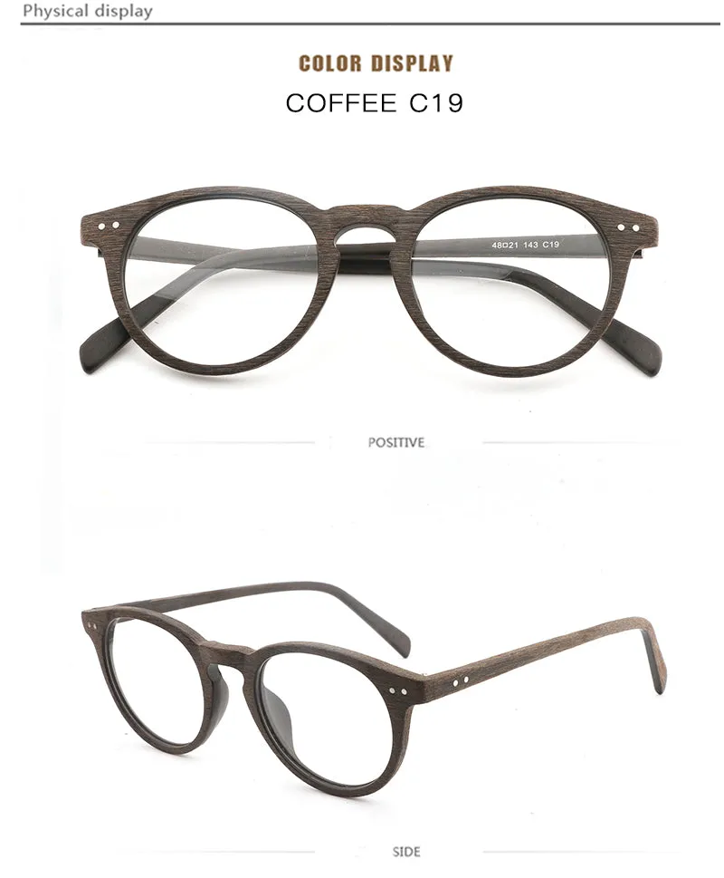 Hdcrafter Unisex Full Rim Round Wood Frame Eyeglasses Lhb030