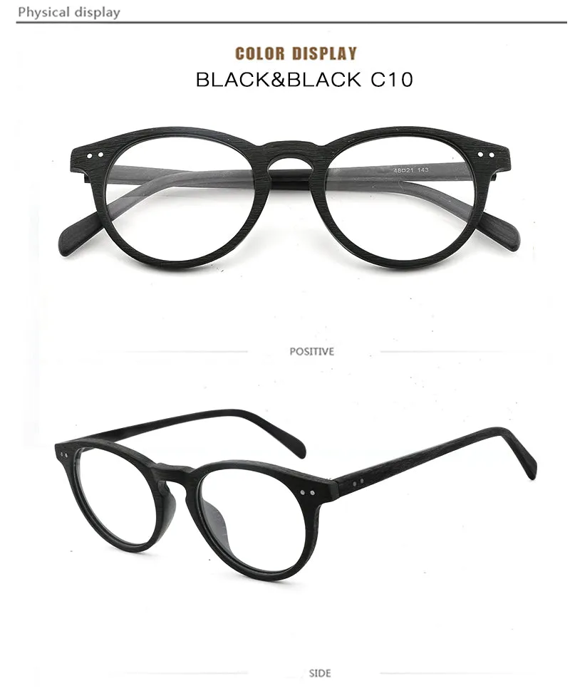Hdcrafter Unisex Full Rim Round Wood Frame Eyeglasses Lhb030