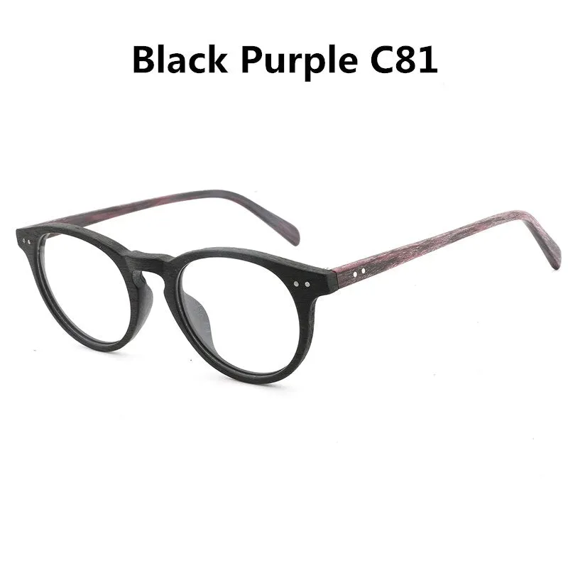 Hdcrafter Unisex Full Rim Round Wood Frame Eyeglasses Lhb030