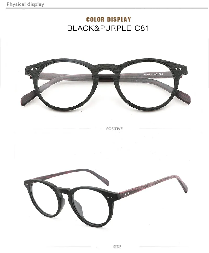 Hdcrafter Unisex Full Rim Round Wood Frame Eyeglasses Lhb030