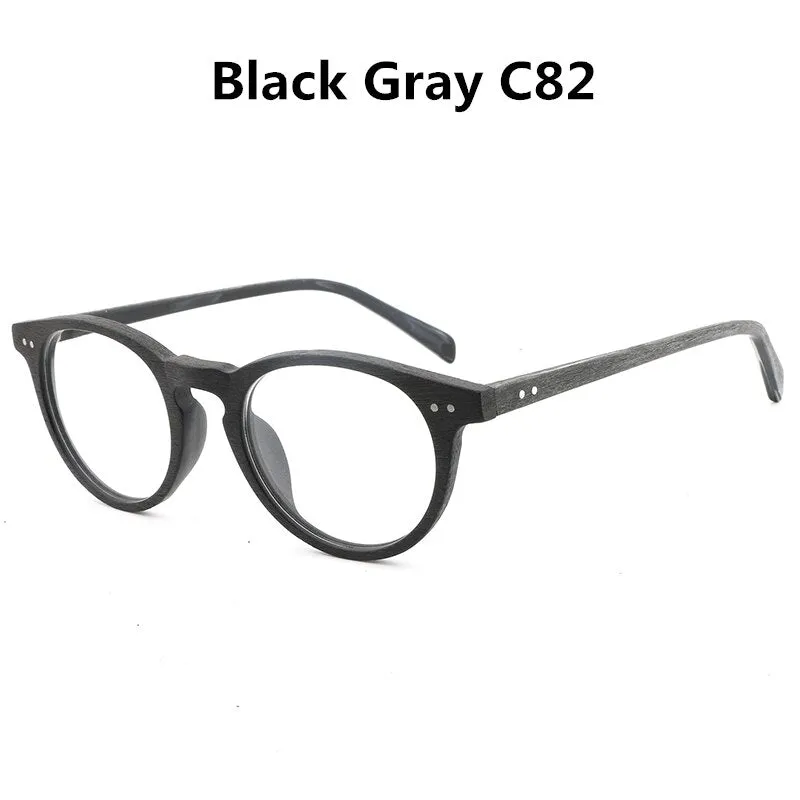 Hdcrafter Unisex Full Rim Round Wood Frame Eyeglasses Lhb030