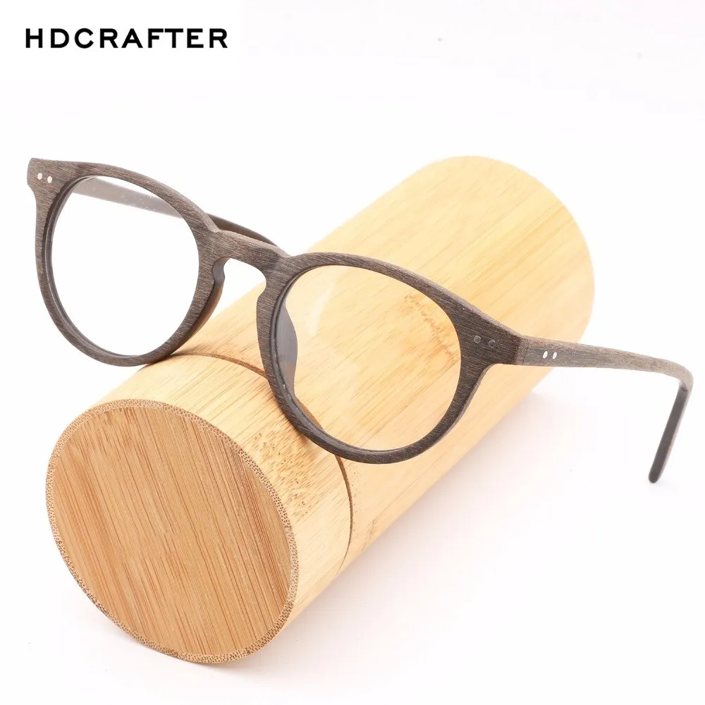 Hdcrafter Unisex Full Rim Round Wood Frame Eyeglasses Lhb030