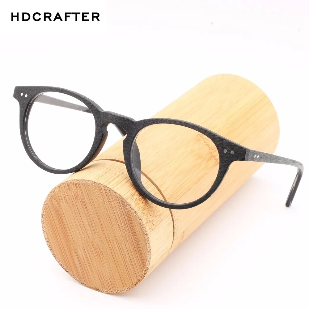 Hdcrafter Unisex Full Rim Round Wood Frame Eyeglasses Lhb030