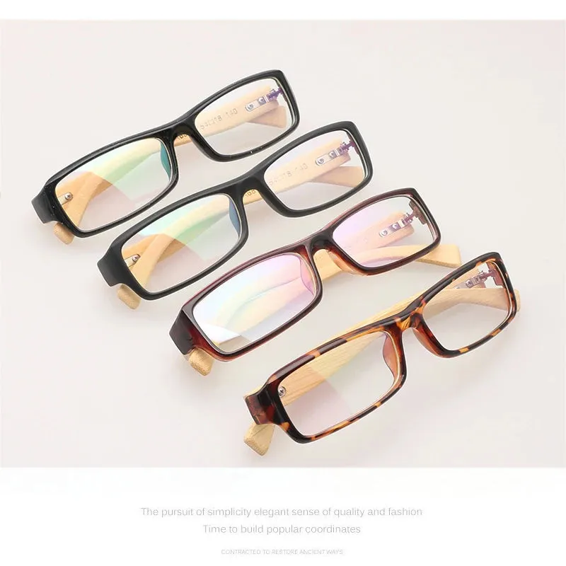 Hdcrafter Unisex Full Rim Square Bamboo Wood Eyeglasses 6811