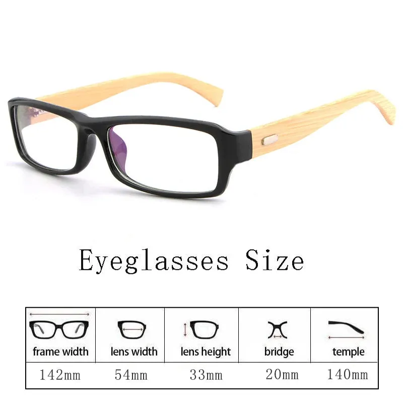 Hdcrafter Unisex Full Rim Square Bamboo Wood Eyeglasses 6811